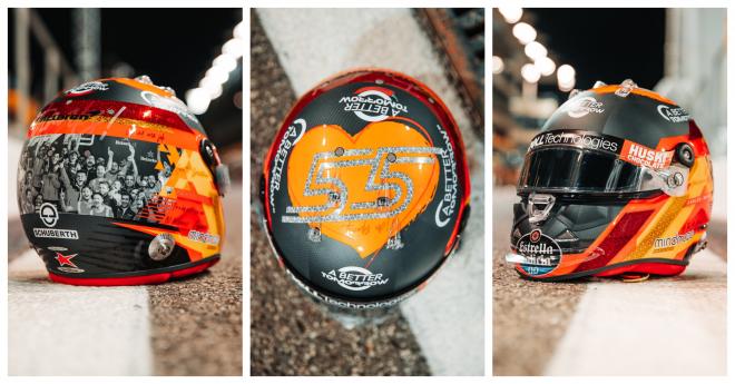 Detalles del casco especial de Carlos Sainz en el Gran Premio de Abu Dabi (Foto: McLaren)