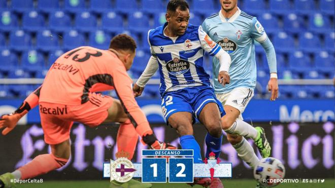 Rolán ante del descanso del Dépor-Celta B (Foto: RCD).