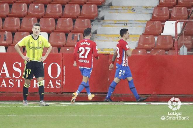 Djuka celebra el gol ante el Real Zaragoza en El Molinón (Foto: Laliga)