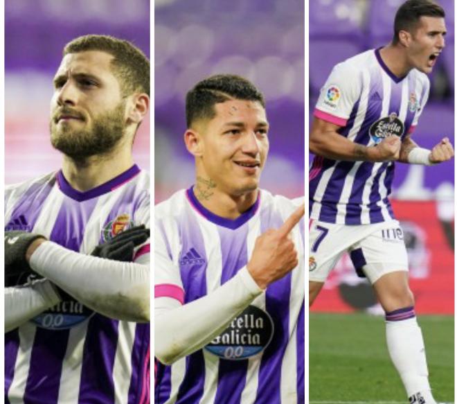 Weissman, Marcos André y Sergi Guardiola (Fotos: Real Valladolid).