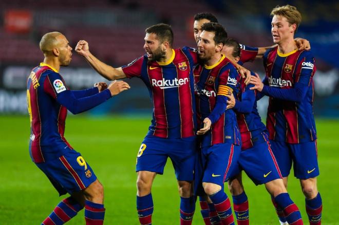 Los jugadores del Barcelona celebran uno de los goles ante la Real Sociedad (Foto: FCB).