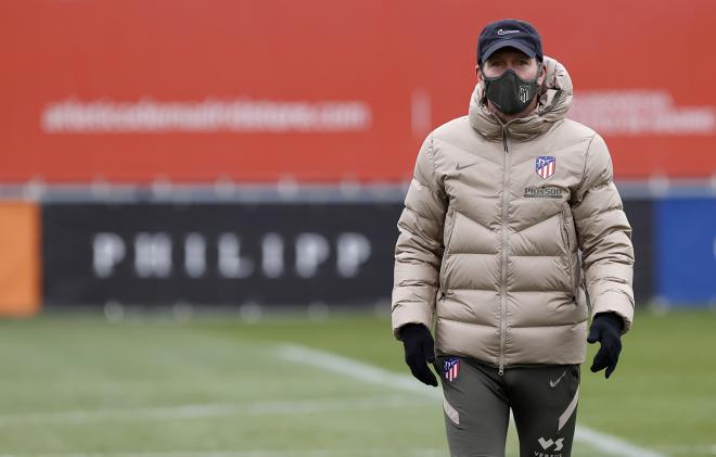 Simeone, en una sesión del Atlético de Madrid (Foto: ATM).