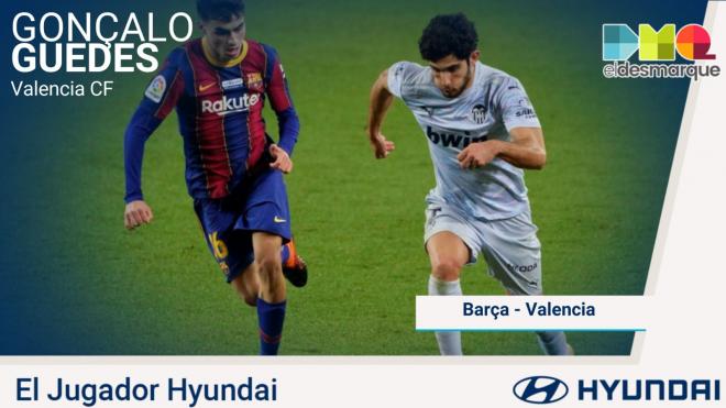 Guedes, Jugador Hyundai del Barça-Valencia.