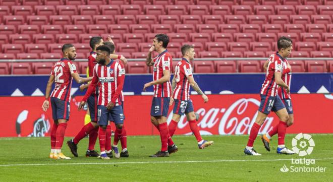Los jugadores del Atlético de Madrid celebran uno de los goles logrados por Diego Costa (Foto: LaLiga)