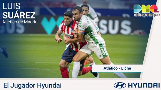 Luis Suárez, jugador Hyundai del Atlético de Madrid-Elche.
