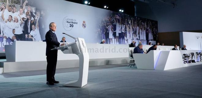 Florentino Pérez, durante la Asamblea 2020 del Real Madrid (Foto: Real Madrid).