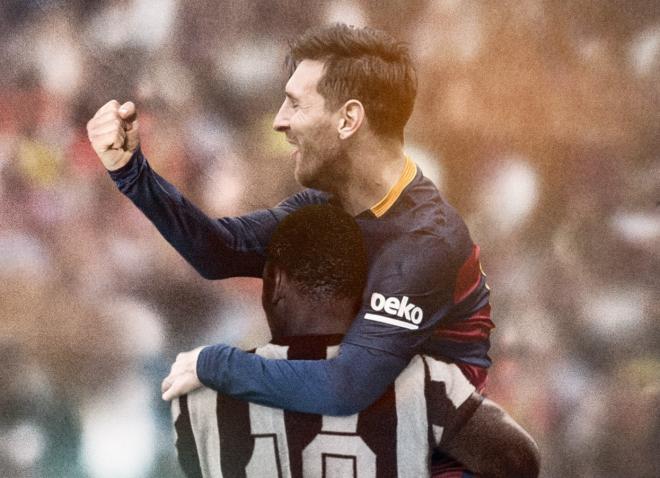 Leo Messi abraza a Pelé en un montaje (Foto: FC Barcelona).