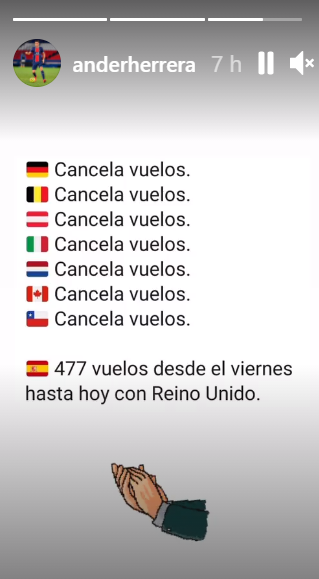 La publicación de Ander Herrera en su cuenta de Instagram