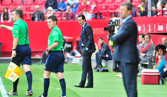 Unai Emery, en su último partido en Nervión como entrenador del Sevilla FC (Foto: Kiko Hurtado).