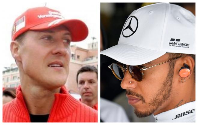 A la izquierda, Michael Schumacher; a la derecha, Lewis Hamilton.
