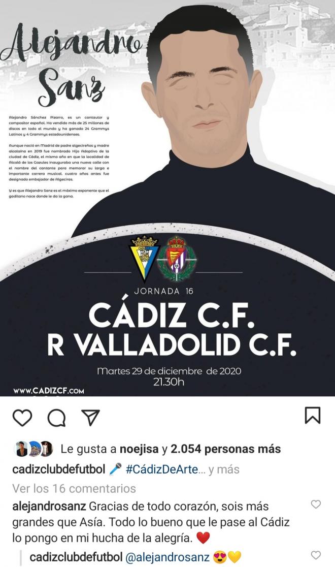 La respuesta de Alejandro Sanz en instagram.