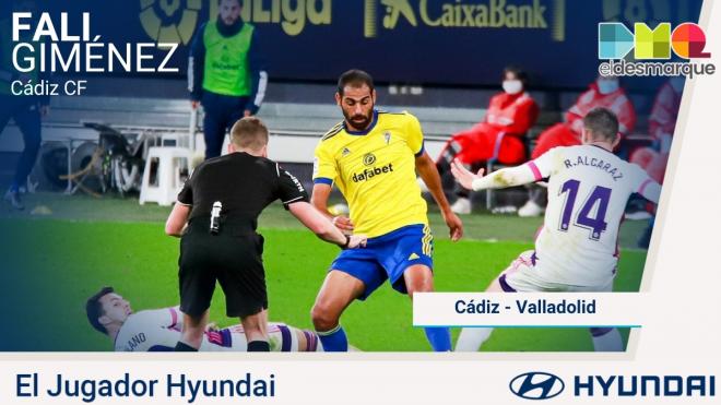 Fali, el Jugador Hyundai del Cádiz-Valladolid.
