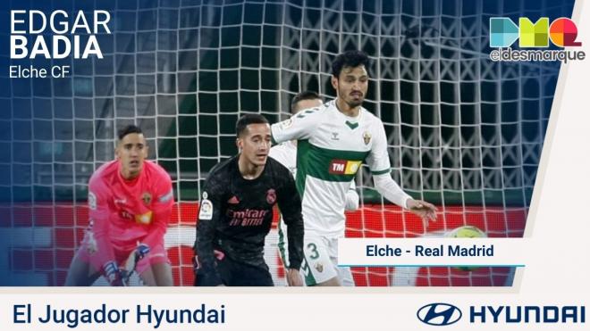 Édgar Badía, Jugador Hyundai del Elche-Real Madrid.