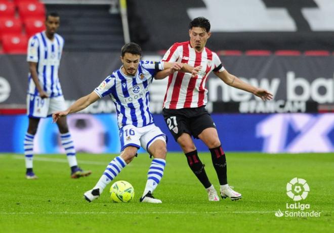 Unai Vencedor, durante el derbi Athletic Club-Real Sociedad (Foto: LaLiga).