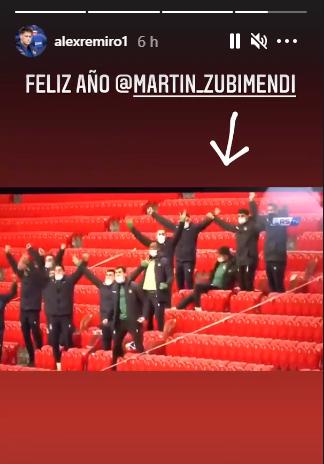 Remiro comparte la caída de Zubimendi en Instagram.