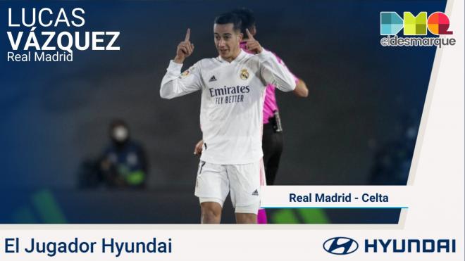 Lucas Vázquez, Jugador Hyundai del Real Madrid-Celta.