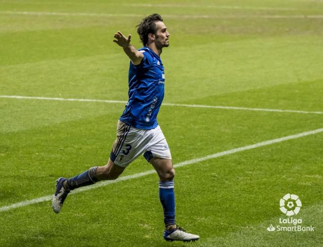 Arribas celebra su gol de cabeza al Mallorca (Foto: LaLiga).