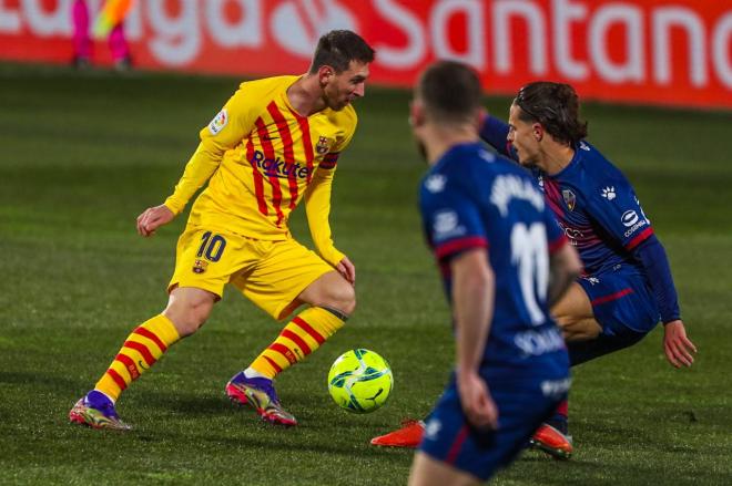 Leo Messi, durante el Huesca-Barcelona (Foto: FCB).