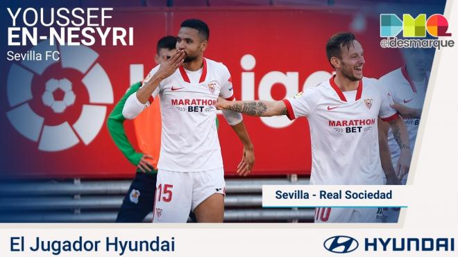 En-Nesyri, jugador Hyundai del Sevilla - Real Sociedad.(Foto: Kiko Hurtado).