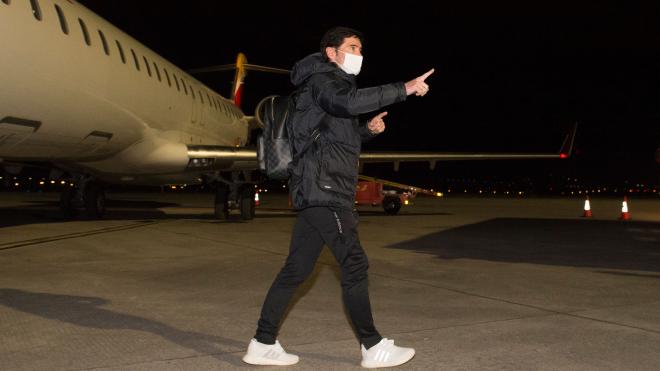 Marcelino tras regresar de Madrid sin poder jugar por 'Filomena' (Foto: Athletic club).