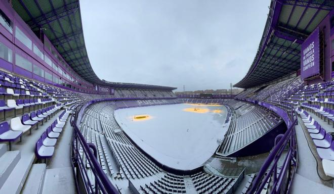 Así ha amanecido el Estadio José Zorrilla este 9 de enero de 2021 (Foto: Real Valladolid).
