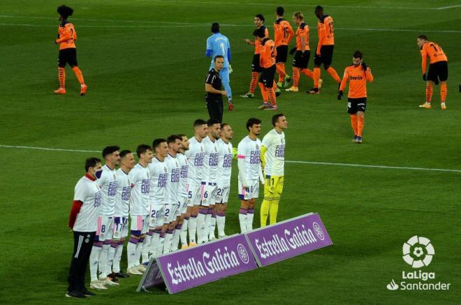 Once titular del Real Valladolid ante el Valencia (Foto: LaLiga).