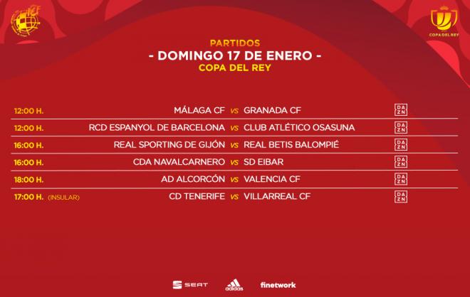 Horarios Copa domingo incluyendo el Alcorcón-Valencia CF