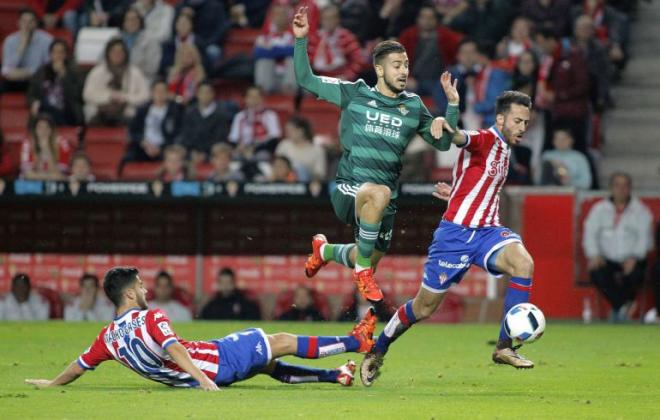 Álvaro Vadillo en el último duelo entre el Sporting y el Betis en la Copa.