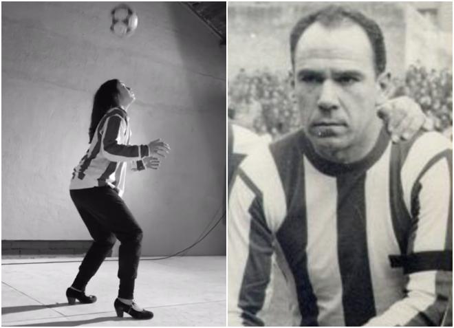Adriana Bilbao y su abuelo, el legendario jugador del Athletic Club Telmo Zarra.