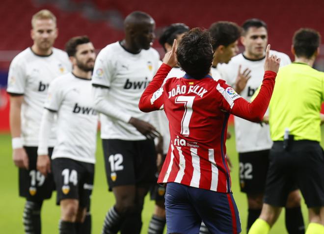 Joao Félix celebra su gol ante el Valencia (Foto: Atlético de Madrid).