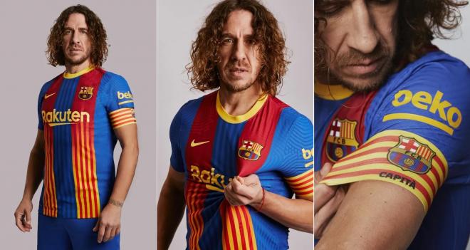 Puyol posa con la quinta camiseta del Barcelona (Foto: FCB).
