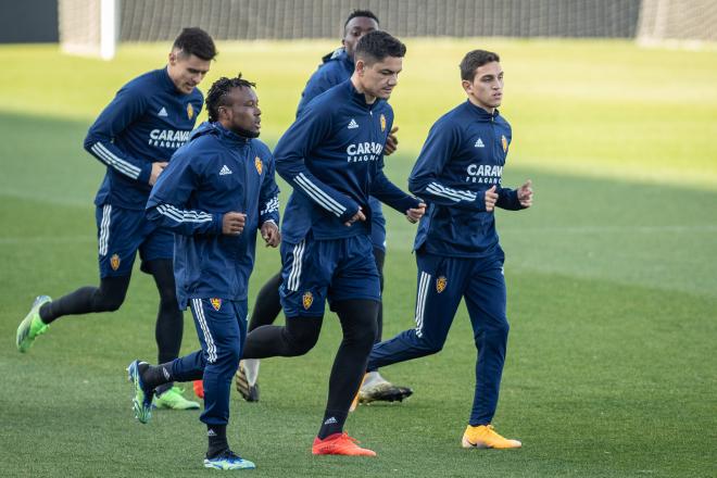 Sanabria en un entrenamiento del Real Zaragoza (Foto: Daniel Marzo).