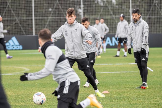 Nolito y Fontán, en un entrenamiento en Afouteza (Foto: RC Celta).