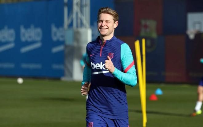 Frenkie de Jong, en un entrenamiento del Barcelona (Foto: FCB).