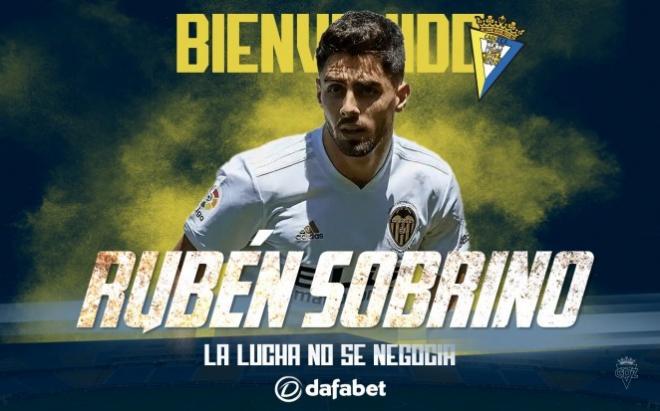 El anunciado del fichaje de Sobrino por parte del Cádiz.