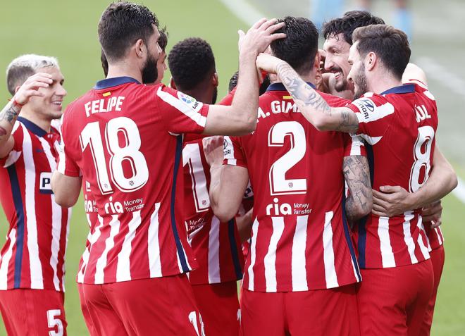 Los jugadores del Atlético de Madrid celebran un gol en Carranza (Foto: ATM).