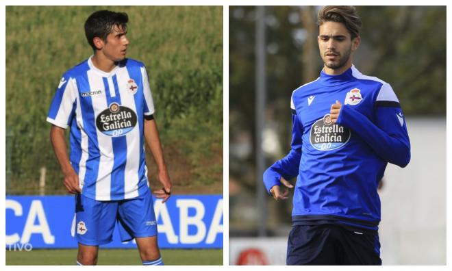 Rayco y Villares, jugadores ya del primer equipo que estuvieron a las órdenes de Valerón en el Fabril (Fotos: RCD).