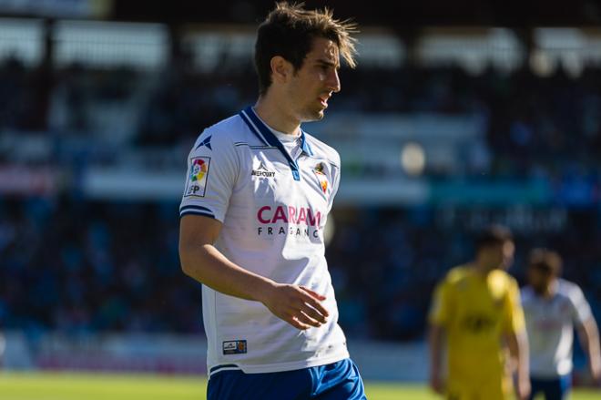 Campins en su último partido con el Real Zaragoza (Foto: Daniel Marzo). 