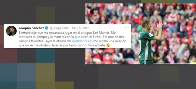 Mensaje de Joaquín para San Mamés y la afición del Athletic Club.