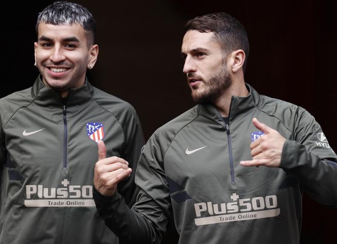 Correa y Koke, en una sesión del Atlético de Madrid (Foto: ATM).