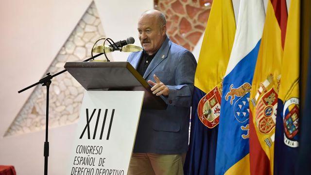 Eduardo Blanco, durante un congreso de derecho deportivo.