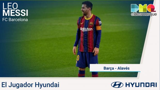 Leo Messi, jugador Hyundai del Barcelona-Alavés.