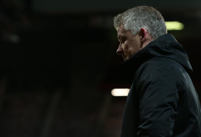 Solskjaer, durante un partido del Manchester United (Foto: Twitter).