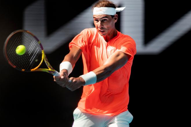 Rafa Nadal, durante su partido ante Fognini en el Open de Australia 2021 (Foto: AO)