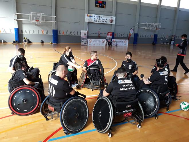 Los jugadores del CAAD Sevilla Quad Rugby.