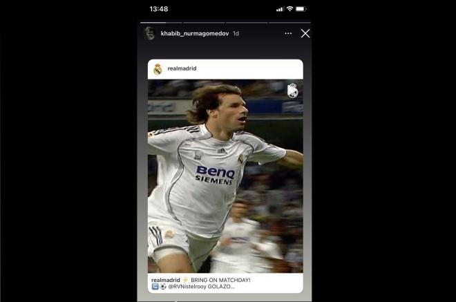 Publicación sobre el Real Madrid compartida en instagram por Khabib Nurmagomedov.