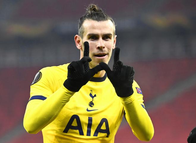 Bale, cedido por Florentino al Tottenham, celebra su gol ante el Wolfsberger (FOTO: EFE).