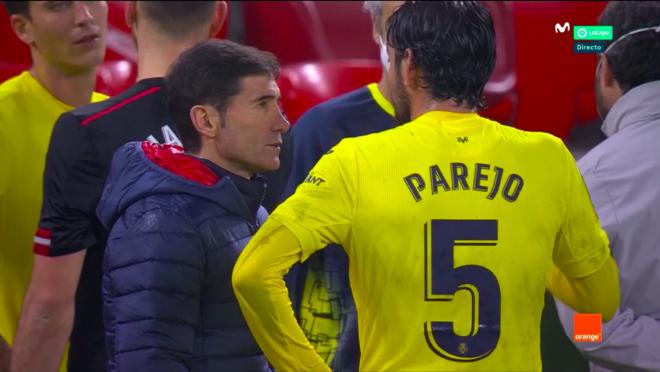 Marcelino y Parejo, tras el Athletic - Villarreal.