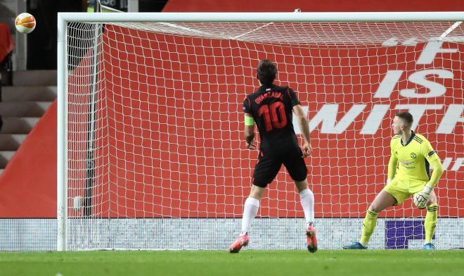 Penalti fallado por Oyarzabal ante el Manchester United en Old Trafford (Foto: Cordon Press).