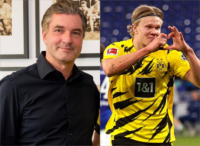 Michael Zorc y Erling Haaland, del Borussia Dortmund.